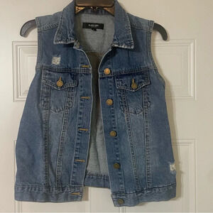 Black Label C’est Toi Denim Vest Distressed Size Small Bikercore